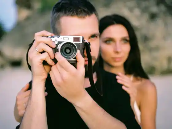 Photographer working with a client on a shoot on Bali